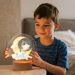 Spersonalizowana akrylowa lampka nocna LED Cute Marine Jungle Animals z imieniem i drewnianą podstawą Dekoracja do pokoju dziecięcego Prezent urodzinowy dla chłopców i dziewczynek