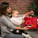Papá Noel personalizado Bolsa de yute roja reutilizable con inicial y nombre Fiesta de Navidad Regalo para la familia Niños