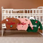 Maglione natalizio personalizzato con nome e 1-3 ornamenti Regalo di Natale per neonati e bambini