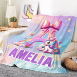 Henkilökohtainen Fantasy Unicorn Rainbow pehmeä heittää peitto nimi Nursery Decor syntymäpäivä Baby Shower lahja lapsille yksisarvinen ystäville 7