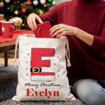 Sac de Noël à cordon avec nom flocon de neige personnalisé Père Noël Initial Cadeau de Noël Joyeux Noël pour les enfants Famille