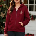 Sweat à Capuche Zippé Multicolore Personnalisée avec Nom et Initiale Brodés Cadeau d'Anniversaire pour Amis et Famille