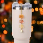 Personalizado otoño hoja de arce brillo acrílico Tumbler Charm con la letra paja Accesorios para Stanley Tumbler Cumpleaños Aniversario Regalo para Amigo
