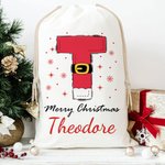 Sac de Noël à cordon avec nom flocon de neige personnalisé Père Noël Initial Cadeau de Noël Joyeux Noël pour les enfants Famille