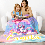Henkilökohtainen Fantasy Unicorn Rainbow pehmeä heittää peitto nimi Nursery Decor syntymäpäivä Baby Shower lahja lapsille yksisarvinen ystäville 4