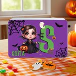Personalised Halloween 3D Cartoon Character Multicolor Biscuit Storage Tin with Initial and Name Trick or Treat Halloween Party Gift for Boys Girls