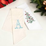 Personalized Christmas Tree Monogram 100% Cotton Wreath Sash with Embroidered Initial Home Decor Christmas Gift for Family Friends