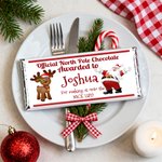 Personalisierte Weihnachtsmann Hirsch Weihnachten Bar Wrapper mit Namen Weihnachten Schokolade Verpackung Geschenk für Familie Kinder