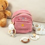 Personalized Multicolor Embroidered Flower Rainbow Corduroy Backpack with Name and Front Magnetic Buckle Pocket Birthday Back to School Gift for Kids