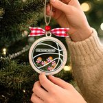 Ornement de Noël en bois personnalisé en 3D avec noms Décoration de l'arbre de Noël Faveurs de la fête de l'équipe Cadeau pour l'entraîneur Athlète