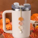 Personalizado otoño hoja de arce brillo acrílico Tumbler Charm con la letra paja Accesorios para Stanley Tumbler Cumpleaños Aniversario Regalo para Amigo