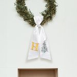 Personalized Christmas Tree Monogram 100% Cotton Wreath Sash with Embroidered Initial Home Decor Christmas Gift for Family Friends