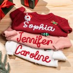 Maglione natalizio personalizzato con nome e 1-3 ornamenti Regalo di Natale per neonati e bambini