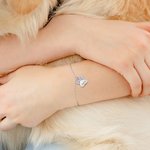 Personalizzato Birthstone Pet Paw Print Bracciale con nome inciso Squisito Gioielli Compleanno Regalo di Natale per l'amante degli animali domestici