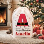 Sac de Noël à cordon avec nom flocon de neige personnalisé Père Noël Initial Cadeau de Noël Joyeux Noël pour les enfants Famille