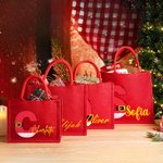 Papá Noel personalizado Bolsa de yute roja reutilizable con inicial y nombre Fiesta de Navidad Regalo para la familia Niños