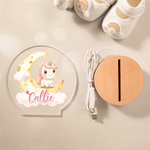 Luz nocturna LED personalizada con animales marinos nombre y base de madera para decoración de habitación regalo de cumpleaños para niños y niñas