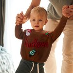 Maglione natalizio personalizzato con nome e 1-3 ornamenti Regalo di Natale per neonati e bambini