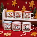 Personalized Christmas Santa Hat Cute Animal 12 oz Multicolour Enamel Mug with Name Christmas Gift for Kids