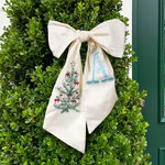 Personalized Christmas Tree Monogram 100% Cotton Wreath Sash with Embroidered Initial Home Decor Christmas Gift for Family Friends