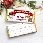 Personalisierte Weihnachtsmann Hirsch Weihnachten Bar Wrapper mit Namen Weihnachten Schokolade Verpackung Geschenk für Familie Kinder