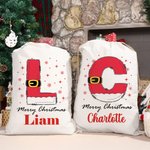 Sac de Noël à cordon avec nom flocon de neige personnalisé Père Noël Initial Cadeau de Noël Joyeux Noël pour les enfants Famille