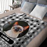 Gepersonaliseerde huisdier foto pootafdruk zachte deken met naam en tekst Home Decor Verjaardag Huisdier Herdenkingscadeau voor Huisdiereigenaar Lover Family Friend