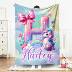 Personlig Fantasy Unicorn Rainbow Mykt pledd med navn Barnehagedekorasjon Bursdag Baby Shower Gave til barn Unicorn-elskere