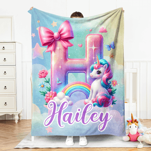 Personlig Fantasy Unicorn Rainbow Mykt pledd med navn Barnehagedekorasjon Bursdag Baby Shower Gave til barn Unicorn-elskere