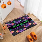 Personlig Spooky Neon Spider Web Ghost Pumpkin Lantern Dörrmatta med text Heminredning Halloween Present till familj och vänner