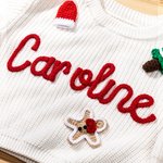 Maglione natalizio personalizzato con nome e 1-3 ornamenti Regalo di Natale per neonati e bambini