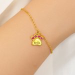 Personalizzato Birthstone Pet Paw Print Bracciale con nome inciso Squisito Gioielli Compleanno Regalo di Natale per l'amante degli animali domestici