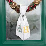 Personalized Christmas Tree Monogram 100% Cotton Wreath Sash with Embroidered Initial Home Decor Christmas Gift for Family Friends