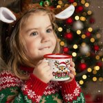 Personalized Christmas Santa Hat Cute Animal 12 oz Multicolour Enamel Mug with Name Christmas Gift for Kids