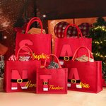 Papá Noel personalizado Bolsa de yute roja reutilizable con inicial y nombre Fiesta de Navidad Regalo para la familia Niños