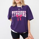 Personalized Toile De Jouy Bow Heavyweight 100% Cotton T-shirt with Name Game Day Birthday Gift for Students