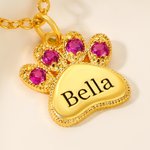 Personalizzato Birthstone Pet Paw Print Bracciale con nome inciso Squisito Gioielli Compleanno Regalo di Natale per l'amante degli animali domestici