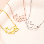 Personalised Cute Rabbit Necklace with Name Rabbit Jewellery Birthday Gift for Women Girls Animal Lovers