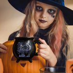 Personalised Witch Initial Black Cauldron Ceramic Coffee Mug with Name Halloween Party Gift for Family Friends