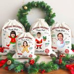 Spersonalizowana specjalna dostawa North Pole Santa Claus Płócienna torba prezentowa z imieniem i zdjęciem Świąteczny prezent dla rodziny przyjaciół