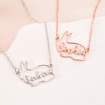 Personalised Cute Rabbit Necklace with Name Rabbit Jewellery Birthday Gift for Women Girls Animal Lovers