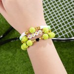 Personlig tennisball silikonperlearmbånd med navn Team Spirit Wear Game Day Bursdagsgave til Cheerleader Tennisentusiast