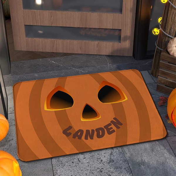 Personalized Funny Pumpkin Face Non-Slip Door Mat with Name Home Decor Halloween Gift for Family Friends
