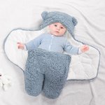 Personalised Cute Bear Adjustable Baby Swaddle Blanket with Name Ultra-soft Baby Shower Gift for Newborn
