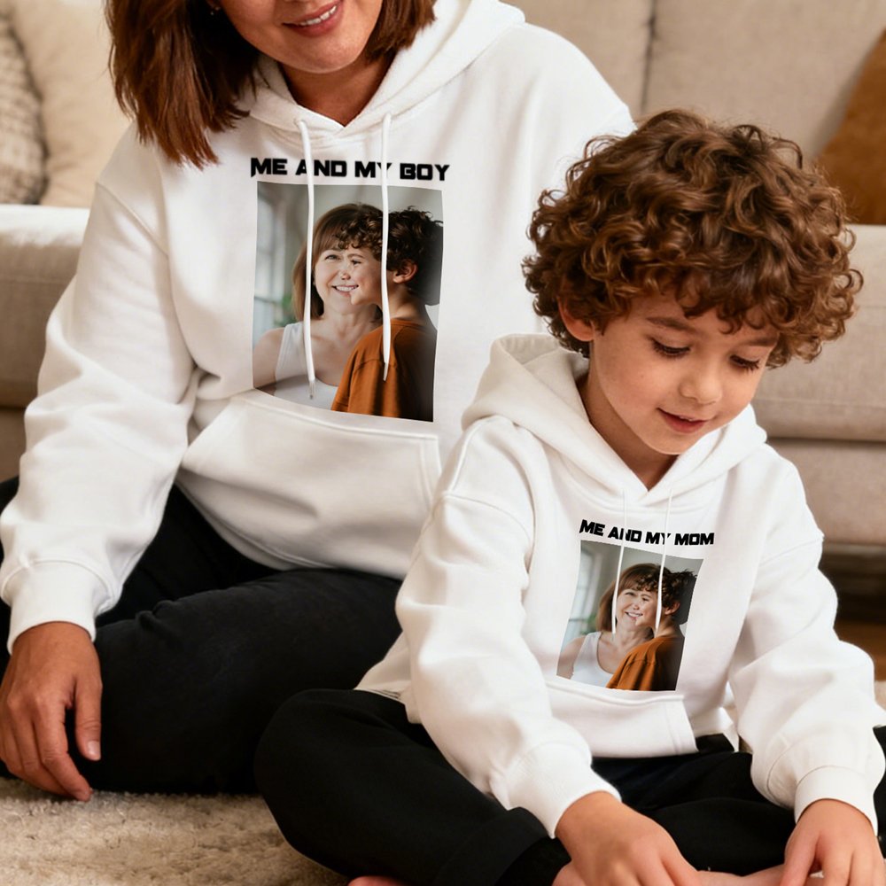 Gepersonaliseerd Foto Ontwerp Multicolor Zacht Sweatshirt Hoodie met Tekst Dagelijks Dragen Verjaardag Kerstcadeau voor Kind Familie 2