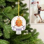 Gepersonaliseerd basketbal acryl opknoping ornament met naam en jaar boom decoratie kerstcadeau voor basketbal liefhebber