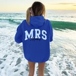 Personalised Mrs Multicolour Soft Sweatshirt Hoodie with Surname Bridal Shower Honeymoon Gift for Bride