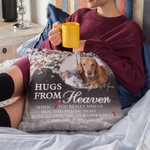 Personalized A Hug From Heaven Photo Cardinal Bird Soft Throw Pillow Cover with Text and Name Home Decor Memorial Sympathy Gift for Family Friend