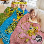 Personalised Cute Tail-Bouncing Marsupilami Soft Throw Blanket with Name Home Decor Birthday Christmas Gift for Kids | Callie × Marsupilami®