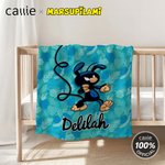 Personalised Cute Tail-Bouncing Marsupilami Soft Throw Blanket with Name Home Decor Birthday Christmas Gift for Kids | Callie × Marsupilami®